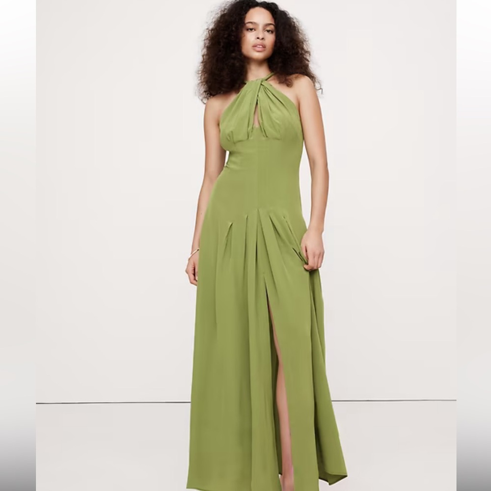 MATTE SILK HALTER MAXI DRESS  NEW